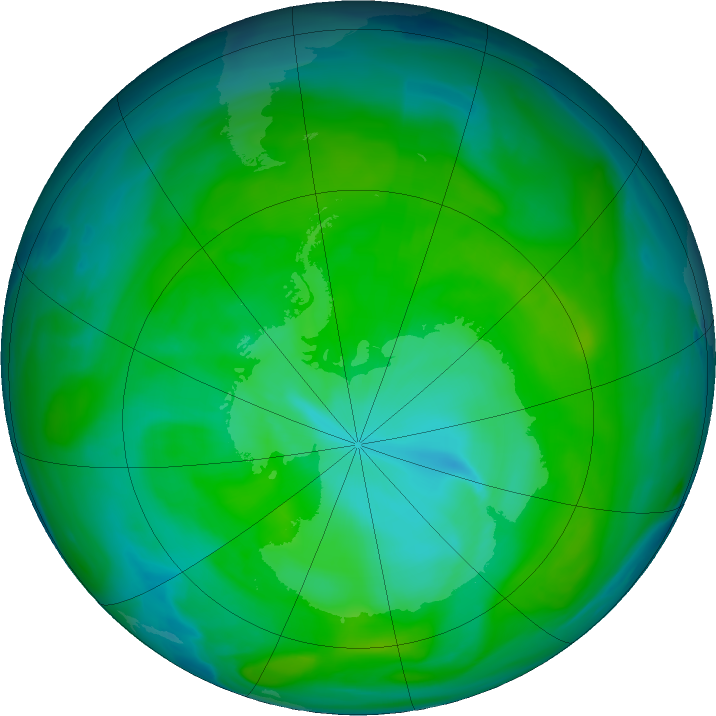 Antarctic ozone map for 30 December 2017